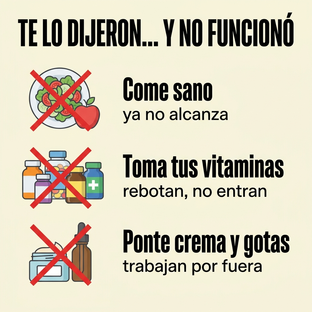 Te lo dijeron y no funcionó: come sano, toma tus vitaminas, ponte crema y gotas